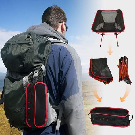 HONORNIC - Chaise pliante d'extérieur ultralégère avec sac de rangement, idéale pour le camping, la pêche et autres occasions. (1/4)