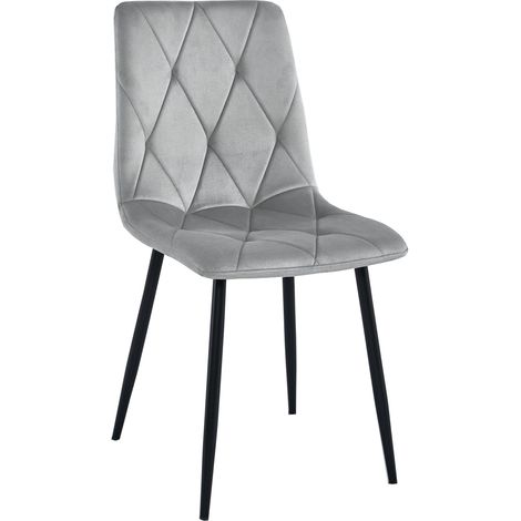 Libra-Sessel – silbergrauer Samt / schwarze Beine x 1 (1/5)