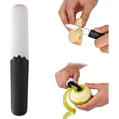 1 pelador，2 y 1 multifuncional con cuchillo para pelar y cuchillo para frutas hecho de acero inoxidable，con mango antideslizante (1/5)