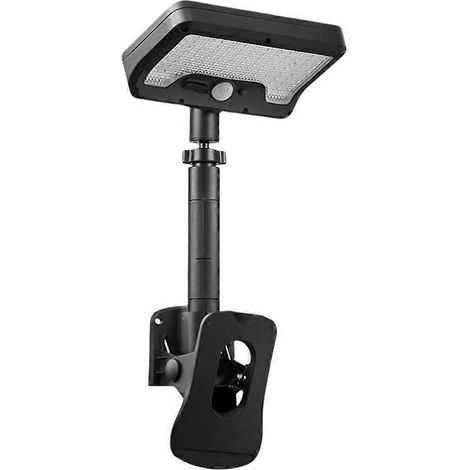 Lampe solaire murale à pince avec détecteur de mouvement, 92 LED, étanche, pour clôture en grillage, gouttière. (1/5)