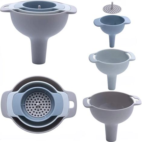 Set d'entonnoirs 4-en-1, filtre à huile, outil de cuisine, entonnoir pour épices, vin, bouteille, plastique, 1 set (4 pcs)