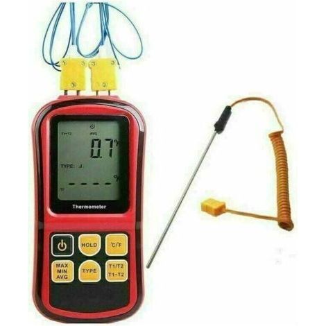 Digitales Thermoelement-Thermometer, Zweikanal-Thermometer-Tester mit Thermoelementsonde