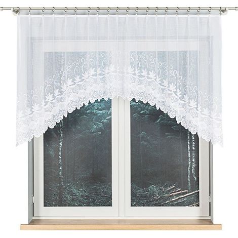 Rideau prêt à poser Jowita, jacquard, blanc, rayé, 250 x 100 cm (1/5)