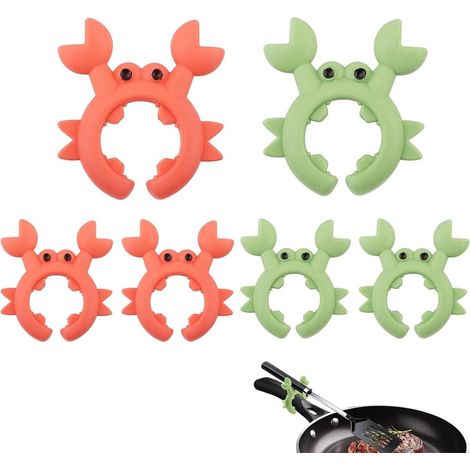 JSSEVN-Lot De 6 Repose Cuillère Cuisine Support De Spatule En Forme De Crab Porte Cuillere Cuisine Réglable En Silicone Résistant (1/5)