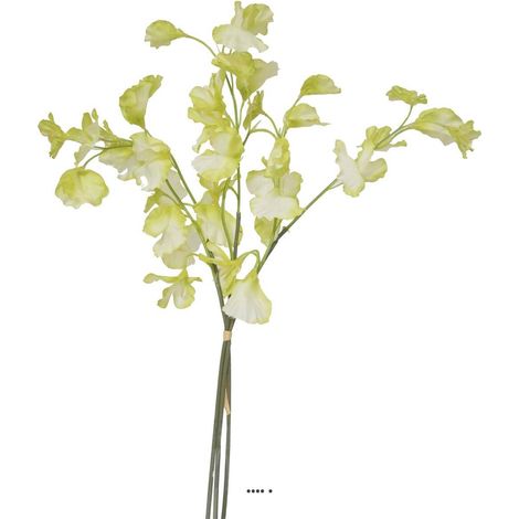 Pois de senteur fleur artificielle en 3 branches H 50 cm Crème vert - couleur: Crème vert (1/3)