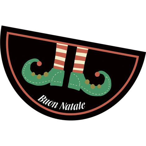 Paillasson de Noël en Caoutchouc Recyclé Demilune 40x70 Cm Tapis d'Entrée Antiderapant - C (1/4)