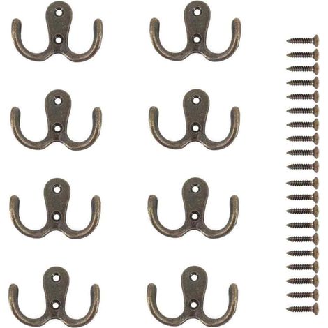 Doppelte Metallhaken und -stifte mit Schraubbefestigung für Aufbewahrung im Haushalt, Regale, Schubladen, Schränke, Badezimmer (Bronze) (1/5)