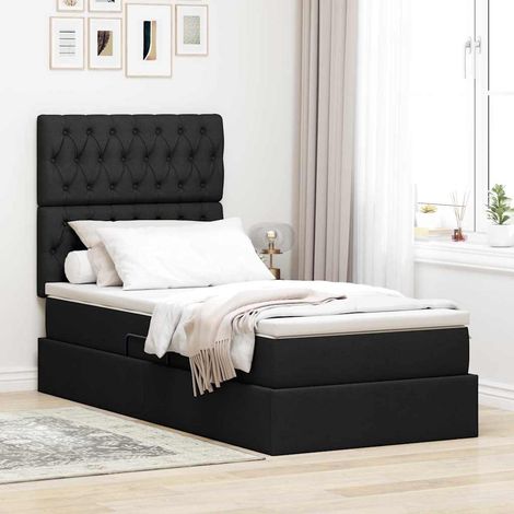 Aufbewahrungsbett mit Matratze Schwarz 100 x 200 cm Polyester (1/5)