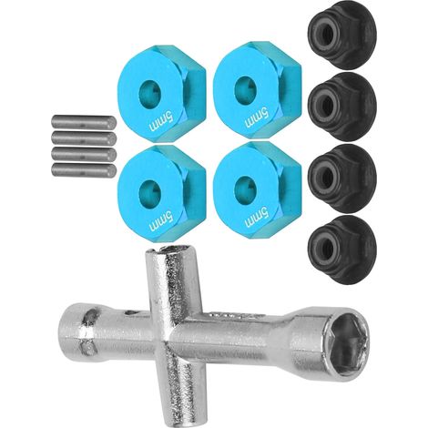Clé à douille hexagonale M4 12mm pour modèles RC 1/10, avec écrou de blocage antidérapant, épaisseur 5mm (Couleur Bleue) (1/5)