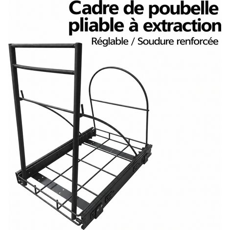 Support de poubelle coulissant sous évier meuble cuisine noir 40,5 × 28 × 5,5 cm 2,3 kg – Livraison gratuite (1/5)