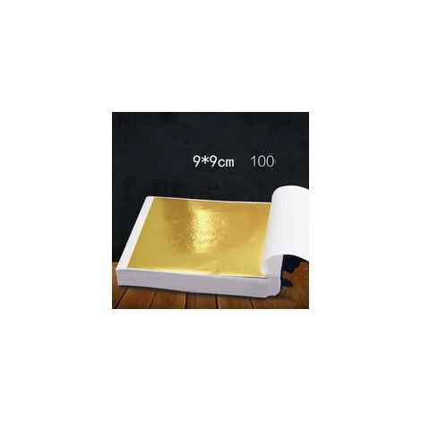 Ornament und Dekoration, Imitationspapier in Gold- und Silberoptik, 9 x 9 cm, 100 Blatt, Vergoldung, DIY, Kunsthandwerk, Geburtstagsfeier, Hochzeitstortendekoration, Dessert (1/5)