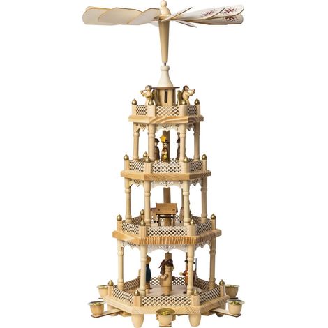 Saico Weihnachtspyramide Waldweihnacht für 6 Pyramidenkerzen Holz 56 cm natur Weihnachtspyramide
