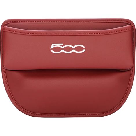 (1 pièce - rouge - 500) Organisateur d'espace pour siège auto, sac latéral avec trou pour câble de chargement, boîte de rangement universelle pour siège auto Fiat 500