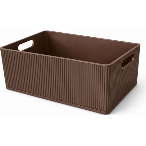 Boîte de rangement marron avec compartiments pour petits objets, câbles, fournitures de bureau (1/3)