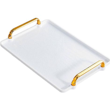 Serviertablett mit Griff, Teetablett, Kosmetiktablett, Tablett für den Couchtisch, Tablett für Desserts, Gästezimmer, Schlafzimmer-white medium (1/5)