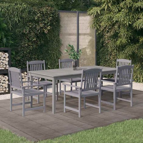 vidaXL Juego de comedor para jardín 7 piezas madera maciza acacia gris (1/5)