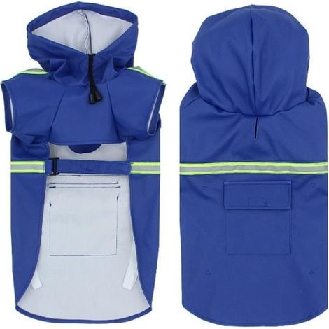 Manteau de pluie pour chiens - Bleu-M - Imperméable - Lumineux - Petit chien - Chihuahua (1/4)