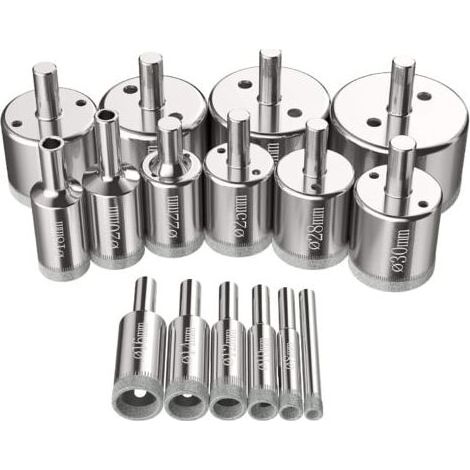 Scies-cloches 16 pcs, Foret Diamant Scie Cloche 6-50 mm Outils de perçage en verre trous scies kit pour acier au carbone, perceuse en verre, céramique, porcelaine, carrelage, marbre (1/5)