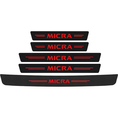 (Lot de 5 autocollants rouges anti-rayures pour seuils de portières Nissan Micra,film protecteur imperméable) (1/3)