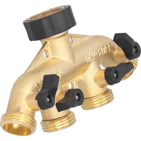 Distributeur d'Eau 4 Voies G3/4 pour Robinet, Raccord de Tuyau d'Arrosage avec Adaptateur