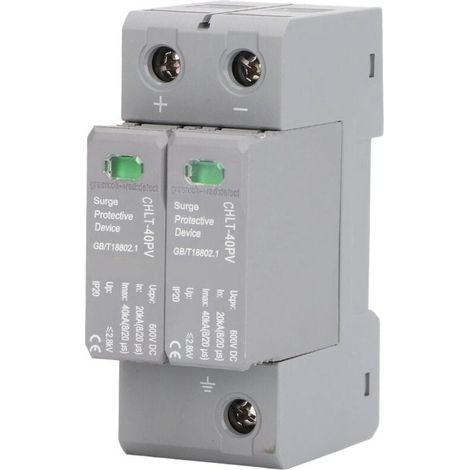 Dispositif Parafoudre de Tension, Dispositif de Protection contre les Surtensions 2P Haute Précision DC 600V Parafoudre Photovoltaïque (1/5)
