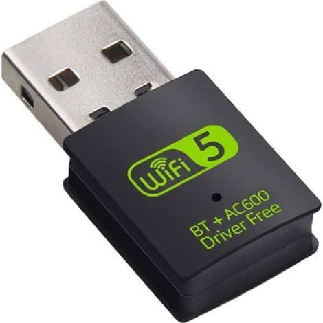 Adaptateur Bluetooth WiFi USB, récepteur Externe réseau sans Fil Double Bande 2,4/5 Ghz 600 Mbps, Mini dongle WiFi (1/5)