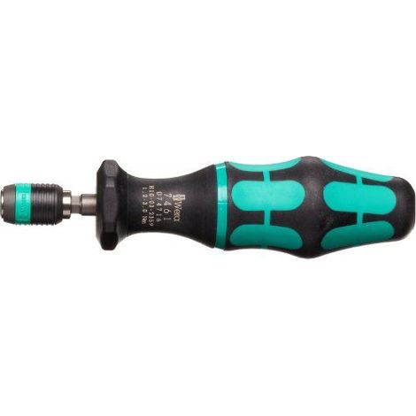 Wera 7461forme voreingestellter, tournevis dynamométrique réglable avec serrage rapide Rapidaptor, 1/4``, 1,2Nm, 1pièce, 05074716001