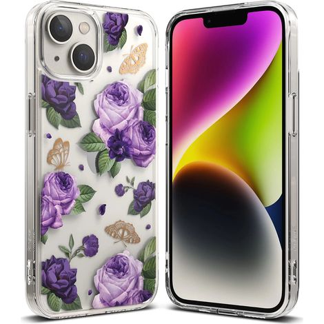 Ringke Fusion Design Schutzhülle mit Gelrahmen für iPhone 14 Plus, durchsichtig (Lila-Rosa) (FD637E29) (1/5)