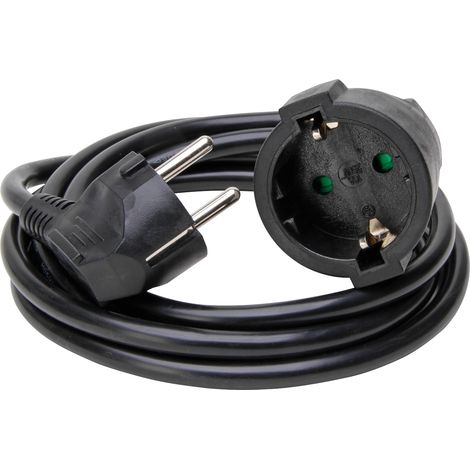 Kopp - Verlängerung, Schutzkontakt-Stecker und Schutzkontakt-Kupplung mit 2m Leitung, erhöhter Berührungsschutz, schwarz - 143105040 (1/2)
