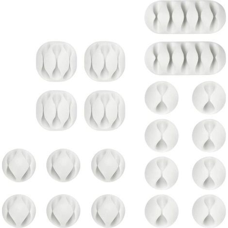 ZOLGINAH Kabelclips-Schreibtisch-Organizer, 20-teiliges Set, Kabelclips zur Kabelführung, für Lade-, Maus-, Kopfhörer- und Handykabel, Weiß (1/5)