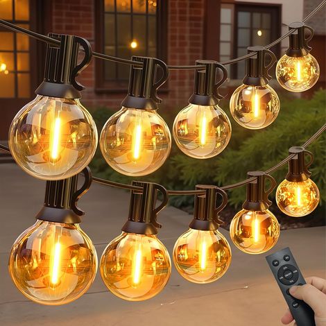 Guirlande Lumineuse Extérieure 19.5M, Guirlande Lumineuse Exterieure avec 30+2 G40 LED, Ampoules IP44 Imperméable, Guirlande Guinguette Extérieure pour Patio Jardin Balcon Fête Noël (1/5)