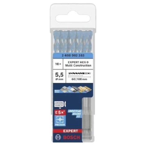 BOSCH 2.608.902.283 (pkt of 10) Multi const. drill bit 10mm x 50mm x 100mm