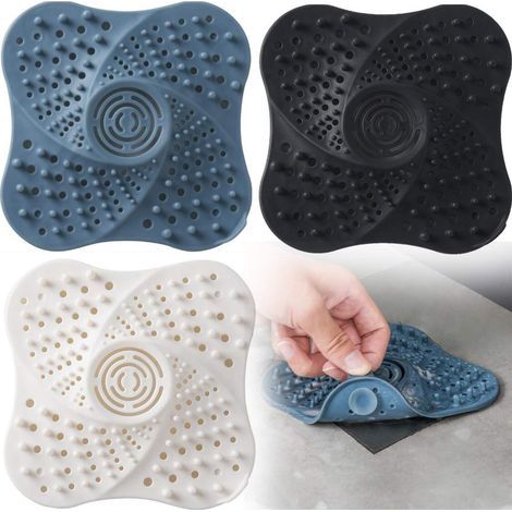 3 Paquet Douche Drain Attrape-Cheveux, Preserve SiliCône Tube Drain Attrape-Cheveux Bouchon Filtre avec Ventouse pour Salle De Bains Cuisine en Caoutchouc Baignoire Capuchon Cache-Cheveux- (1/5)