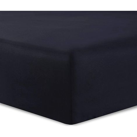 drap Housse 150 X 200 Cm - Coloris: Noir - Coton: 57 Fils - 4 Coins Lastiques (1/4)
