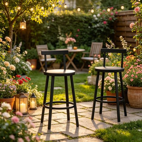Chaise de cuisine design avec dossier courbé, tabouret de bar moderne, siège d'appoint pour salle à manger, tabouret de comptoir pour petit-déjeuner (lot de 2 uniquement). (1/5)