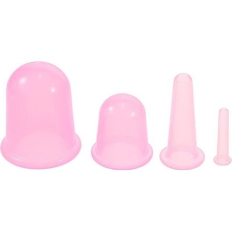 Ventouses de massage silicone - 4 pièces, Anti-cellulite visage corps dos drainage lymphatique - Transparent (1/4)