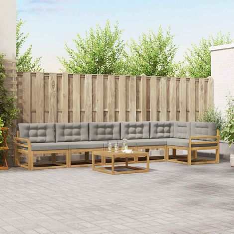 vidaXL Outdoor-Sofagarnitur 7 pcs Weiß und Hellgrau 79 x 79 x 37 cm (1/5)