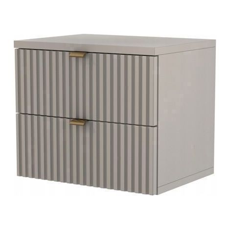Table de chevet suspendue pour chambre à coucher-Cachemire Beige- 2tiroirs- façade rainurée 40x30x34cm (1/4)