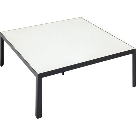 Table basse en Plateau en enduit effet béton et piètement métal noir ORELIA (1/4)