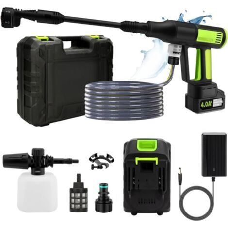 High Pressure Washer 6 in 1 Nozzle, 1000 PSI Cordless High Pressure Washer with 1 Battery, Battery Powered Pressure Washer with Hose, Foam Pot, Suitable for Cleaning (1/5)