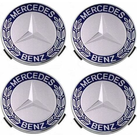 Lot de 4 cache-moyeux compatibles avec Mercedes Benz 75 mm - Bleu (1/5)
