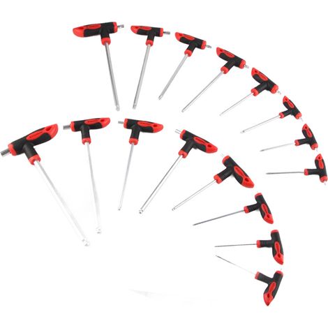 Ensemble de 16 clés hexagonales à bout sphérique T‑Handle, douilles 2" pour vis et réparations