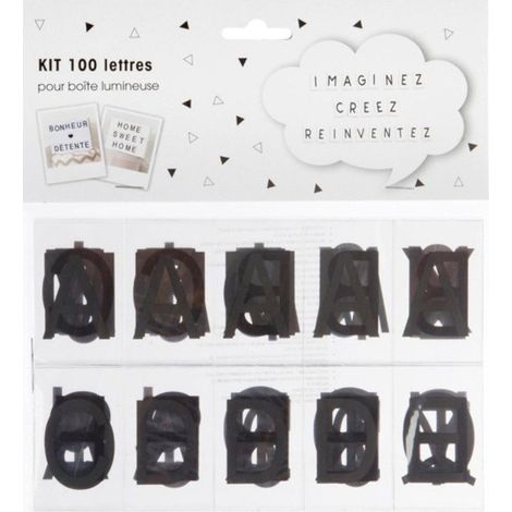 Lot de 100 Lettres pour Boîte Lumineuse 6cm Noir (1/2)