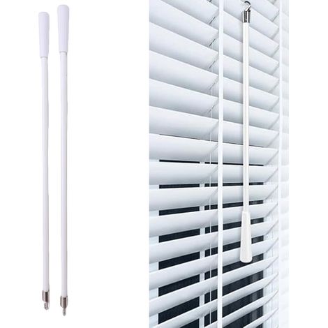 Barras ajustables para persianas – 2 piezas de fibra de vidrio blanca – 43,2 cm con ganchos (1/5)