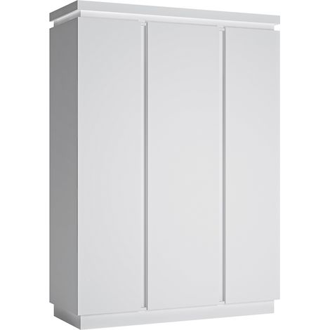 Kleiderschrank 3-türig in weiß Hochglanz LYNDHURST-129, B/H/T ca. 156/217/60 cm (1/4)