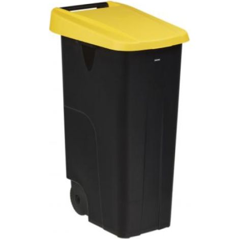 Poubelle de tri mobile Movatri - 110l - noir / jaune (1/3)