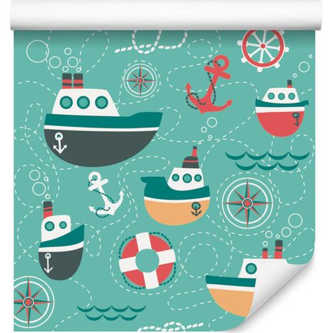 Papier peint « Bateaux de conte de fées colorés » pour salon et chambre 50x1000 cm (1/5)