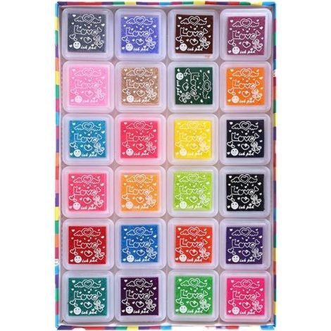 Kreatives Stempelkissen-Set zum Selbermachen,Fingerabdruck-Stempelkissen-Set,Sichere und auswaschbare Stempelkissen,24 Farben im Set (1/5)