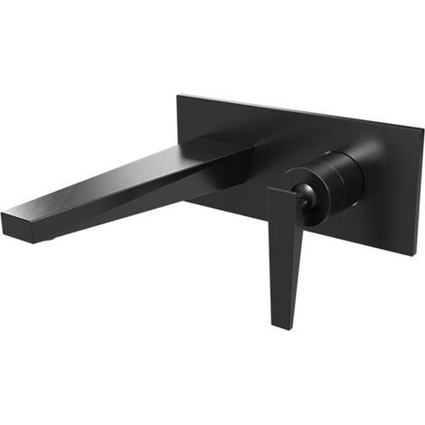 Façade mitigeur lavabo encastré saillie 18 cm Chromé Noir Brossé Fractal - CRISTINA ONDYNA FT25675 (1/2)
