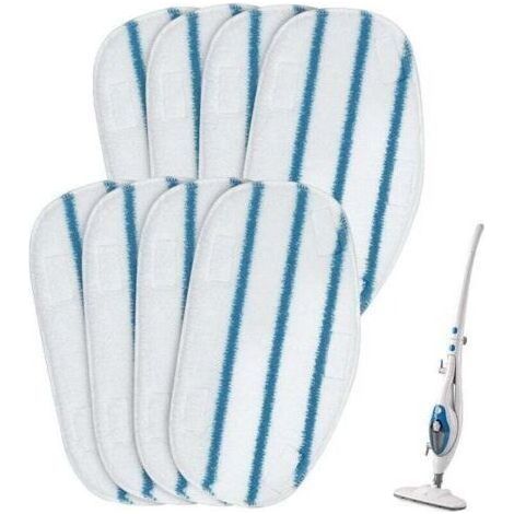 Convient aux chiffons de nettoyage à la vapeur Black & Decker, chiffons de nettoyage en fibres PurSteam ThermaPro - paquet de 8 - 31 x 16,5 cm - chiffon ovale (trois rayures bleues) (1/4)